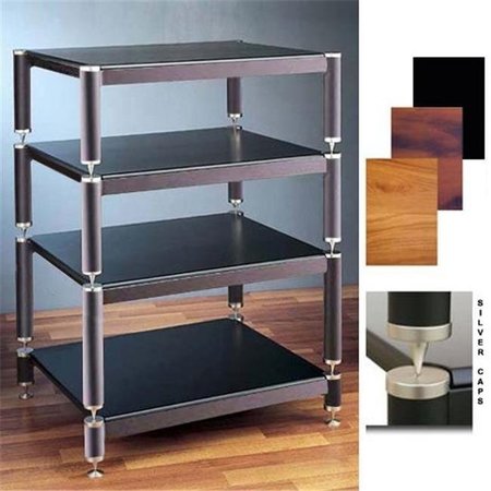 VTI MANUFACTURING VTI Manufacturing BL404SB 4 Silver Capspike Black Poles 4 Black Shelves AV Stand BL404SB